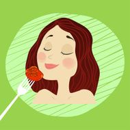vector young girl face with makeup dark hair N2