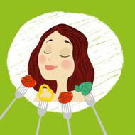 vector young girl face with makeup dark hair N3