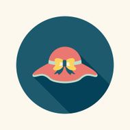 Women hat flat icon with long shadow N25