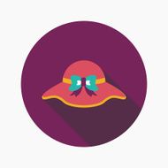Women hat flat icon with long shadow N26