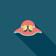 Women hat flat icon with long shadow N27