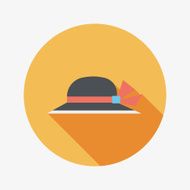 Women hat flat icon with long shadow N29