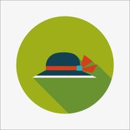 Women hat flat icon with long shadow N30