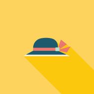 Women hat flat icon with long shadow N31