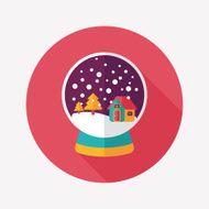 snow globe and gifts flat icon with long shadow eps10 N22