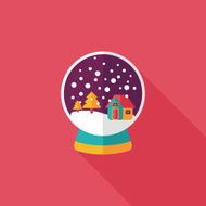 snow globe and gifts flat icon with long shadow eps10 N24