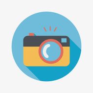 camera flat icon with long shadow N33