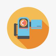 Video camera flat icon with long shadow N8