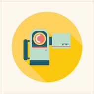 Video camera flat icon with long shadow N9