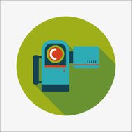 Video camera flat icon with long shadow N10