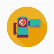 Video camera flat icon with long shadow N11