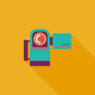 Video camera flat icon with long shadow N12