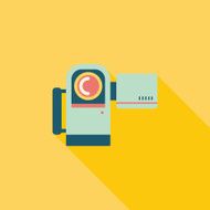 Video camera flat icon with long shadow N13