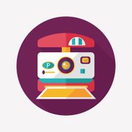 camera flat icon with long shadow N35