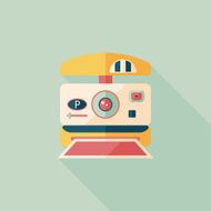 camera flat icon with long shadow N36