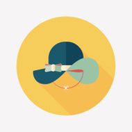 Women hat flat icon with long shadow N32