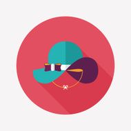 Women hat flat icon with long shadow N33