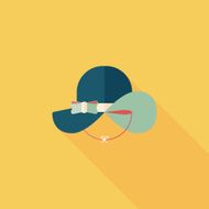 Women hat flat icon with long shadow N34