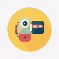 Video camera flat icon with long shadow N14