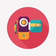 Video camera flat icon with long shadow N15