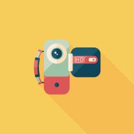 Video camera flat icon with long shadow N16