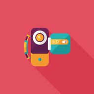 Video camera flat icon with long shadow N17