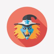 witch flat icon with long shadow eps10 N26