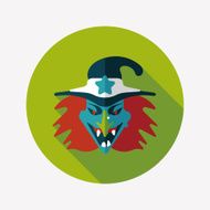 witch flat icon with long shadow eps10 N27
