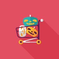 pumpkin shopping flat icon with long shadow eps10