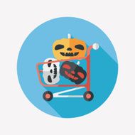 pumpkin shopping flat icon with long shadow eps10 N2