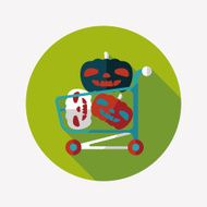 pumpkin shopping flat icon with long shadow eps10 N3
