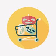 pumpkin shopping flat icon with long shadow eps10 N4