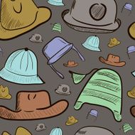 Seamless texture with color caps and hats