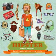 set of Hipster style elements labels and icons N3