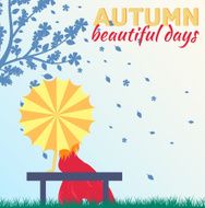 Girl with umbrella observing the fall foliage N2