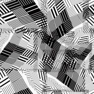Black and white geometric stripy seamless pattern tattered