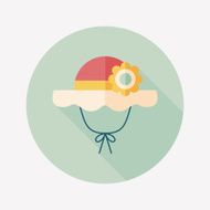 Women hat flat icon with long shadow N36