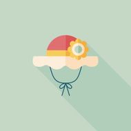 Women hat flat icon with long shadow N38