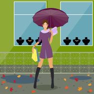fashionable girl near the store