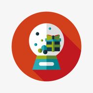 snow globe and gifts flat icon with long shadow eps10 N26