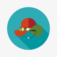 Women hat flat icon with long shadow N40