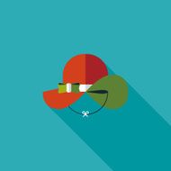 Women hat flat icon with long shadow N41