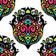 Damask seamless abstract ikat medallion hand dawn