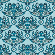 Damask floral seamless vector ethnic asian pattern