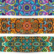 Festive Ornamental vector banner Ethnic tribal Set N2