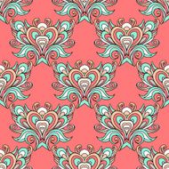 Seamless vector pink vintage pattern damask N2