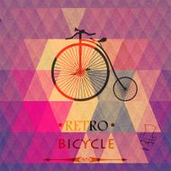 Retro bicycle on a grungy background of triangles