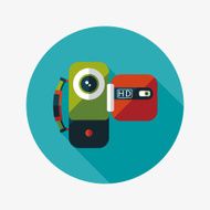 Video camera flat icon with long shadow N18