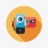 Video camera flat icon with long shadow N19