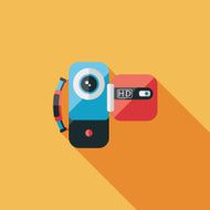 Video camera flat icon with long shadow N21